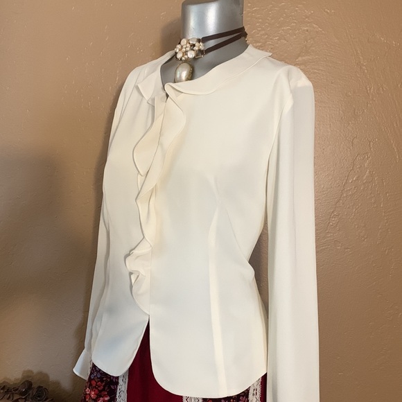Vintage Pendleton Ivory Long Sleeved Ruffled Blouse.  Sz S - Picture 1 of 5